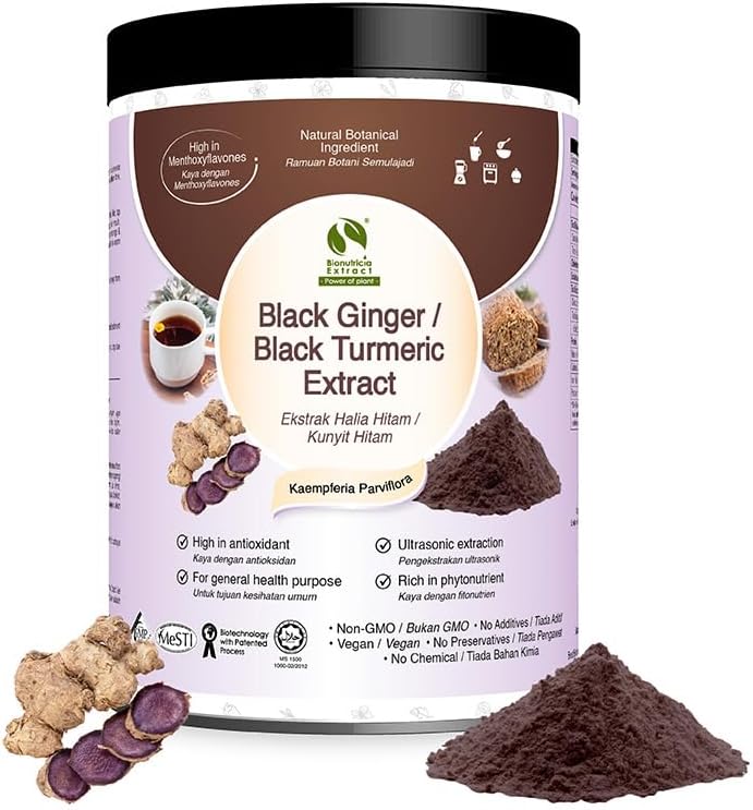 Bionutricia Black Ginger Extract Powder Shup 124; Pure standardiseret Extract Shup 124; Energy & Stamina Shape 124; 1,76 Oz (50g)