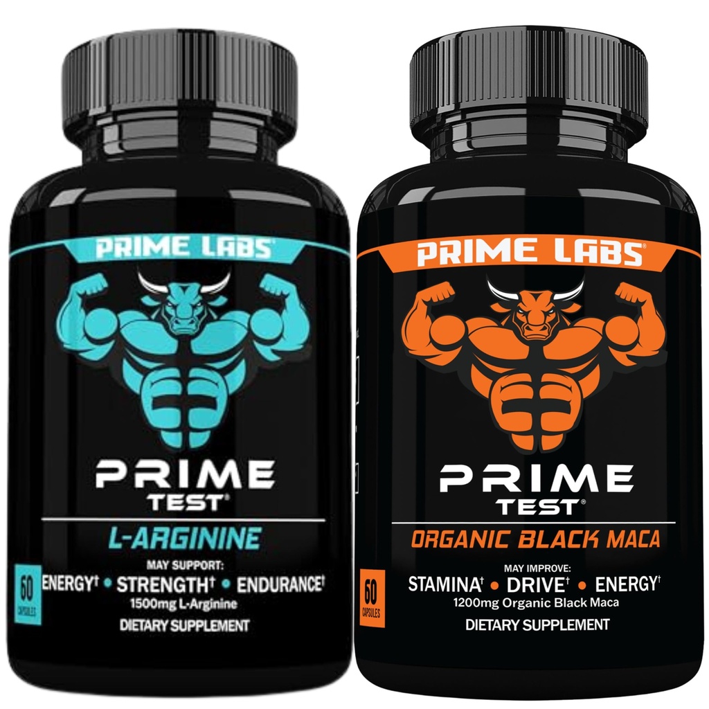Prime Labs L Arginin (60 ct) + Organic Black Maca Capsules (60 ct)