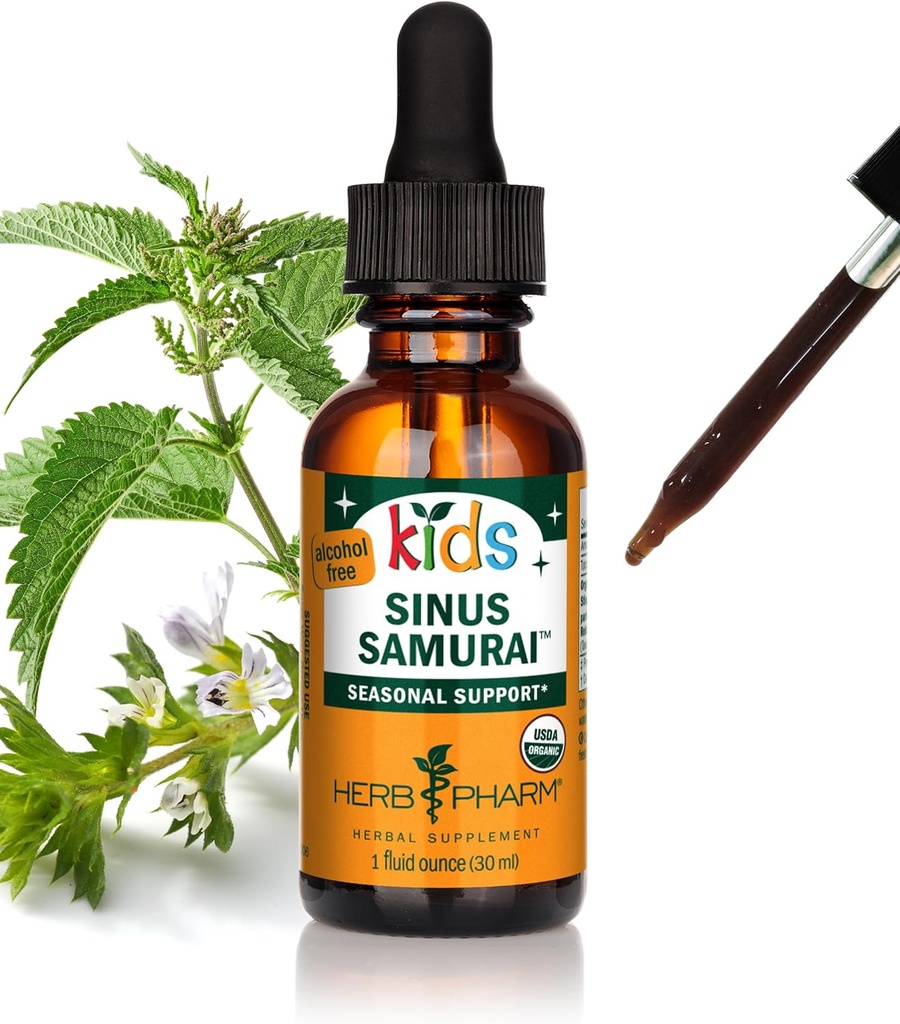 Herb Pharm Kids Certificeret - Alkohol- Gratis Sinus Samurai Flydende Herbal Formel, Økologisk, 1 Fl Oz