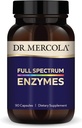 Dr. Mercola Full Spectrum Enzymes - 22 forskellige enzymer - Understøtter fordøjelse og immunforsvar - Hjælper med de største kulhydrater, Fedtstoffer, Proteiner & fibre - Non- GMO, Gluten- Free & Soy- Free - 90 kapsler