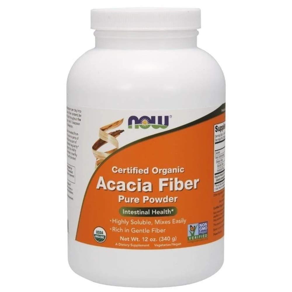 Now Foods Fiber Powder, Organic Acacia, 12- Ounce (Pack of 3)