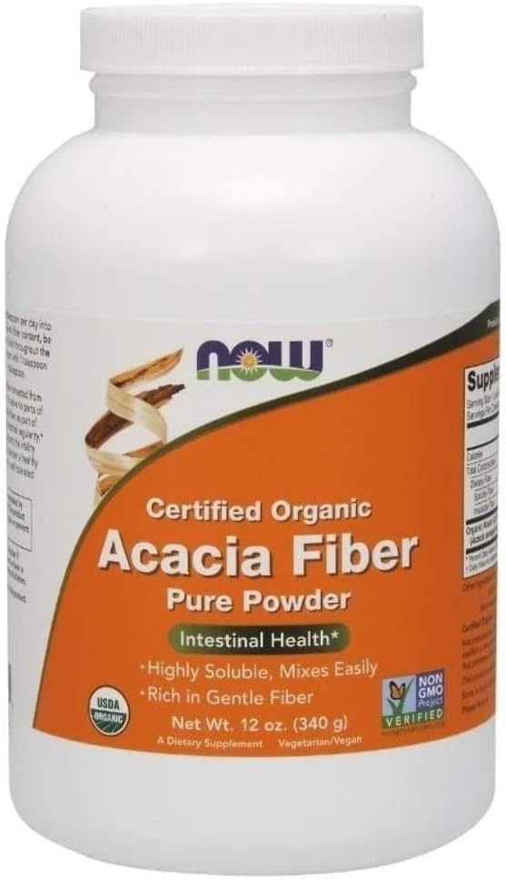 Now Foods Fiber Powder, Organic Acacia, 12- Ounce (Pack of 3)