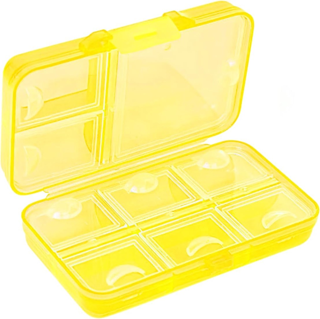 Pill Organizer, Bærbar Pill Case, 9 rum Fugtighed- Bevis Rejsepille Case for Vitaminer, Medicin, Fiskeolie, Kosttilskud, Pill Dispenser (gul)