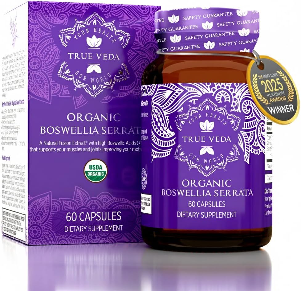Organic Boswellia Extract Capsules - Boswellia Serrata Extract Capsules - 124; USDA Organic Supplements - 124; 5: 1 Extract - 124; Max Strength 75% Boswellic Acid - 124; Boswellia Complex - 124; 60 Vegan Boswellia Capsules