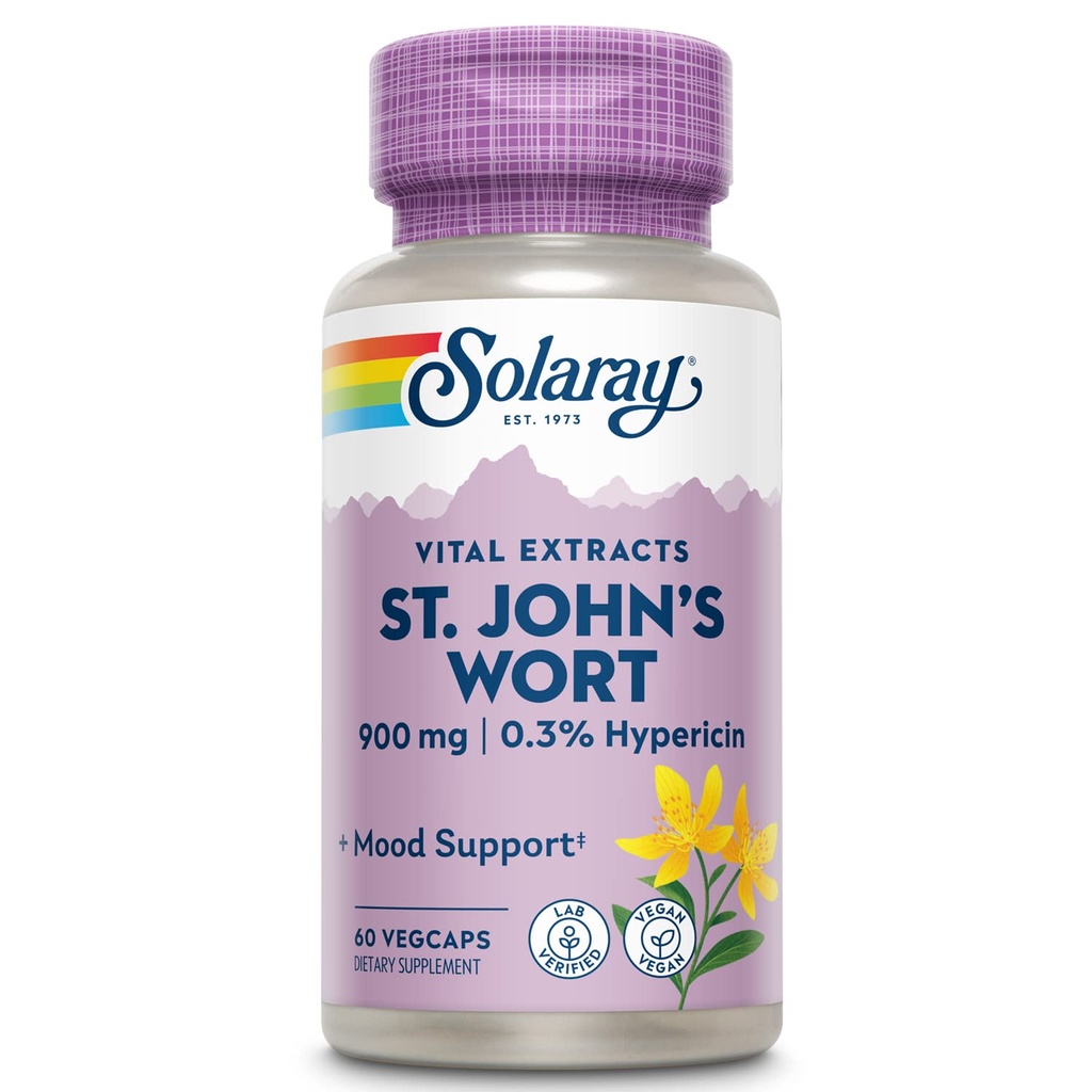 SOLARAY St. Johns Wort Aerial Extract 450mg Two Daily against 124; Mood & Brain Health Support