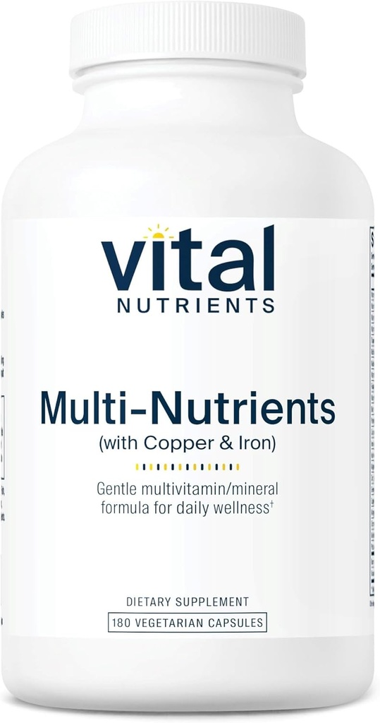 Vital Nutrients Multi- Nutrients 4 Yep 124; Citrate / Malate Formel (med kobber og jern) Dex124; Multi Vitamin / Mineral Formel med Potent Antioxidanter Dex124; Biotilgængelig Form Dex124; Non- GMO Dex124; 180 Kapsler