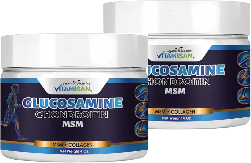 VITAMISAN Glucosamin Chondroitin MSM Collagen og Arnica Cream 4 OZ 2 Pack