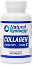 Collagen Plus Vitamin C by Natural Systems 60 Capsules - Collagen Hydrolysate and Vitamin C for Vital Hair and Skin - Collagen Supplements Women and Men - Hydrolyzed Collagen Peptides Powder Pills