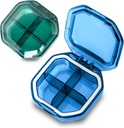 Daily Pill Organizer, 2 Pack 4 Compartments Small Pill Box Portable Pill Case, Travel Pill Organizer for Purse Pocket til at holde vitaminer, Torve leverolie, Kosttilskud og medicin (blå + grøn)