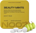 NOOZ Beauty Mints - Sugar- Free Biotin Mint for glødende hud, sundt hår & stærke negle - saftig Pære Flavor Budd124; Travel- Friendly Supplement med antioxidanter, C-vitamin, B6 & B12 Budd124; Non- GMO, 25 Mints
