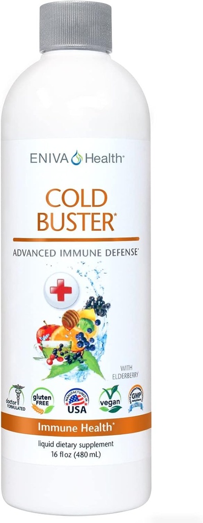Eniva Elderberry Sambucus immunforsvar Syrup, C-vitamin, Ionic ZINC, D-vitamin, Echinacea, Antioxidanter & mere, All- in- one Flydende, Lav Carb, Lavsukker, Keto Friendly, Non-GMO & Gluten Free - 16 oz