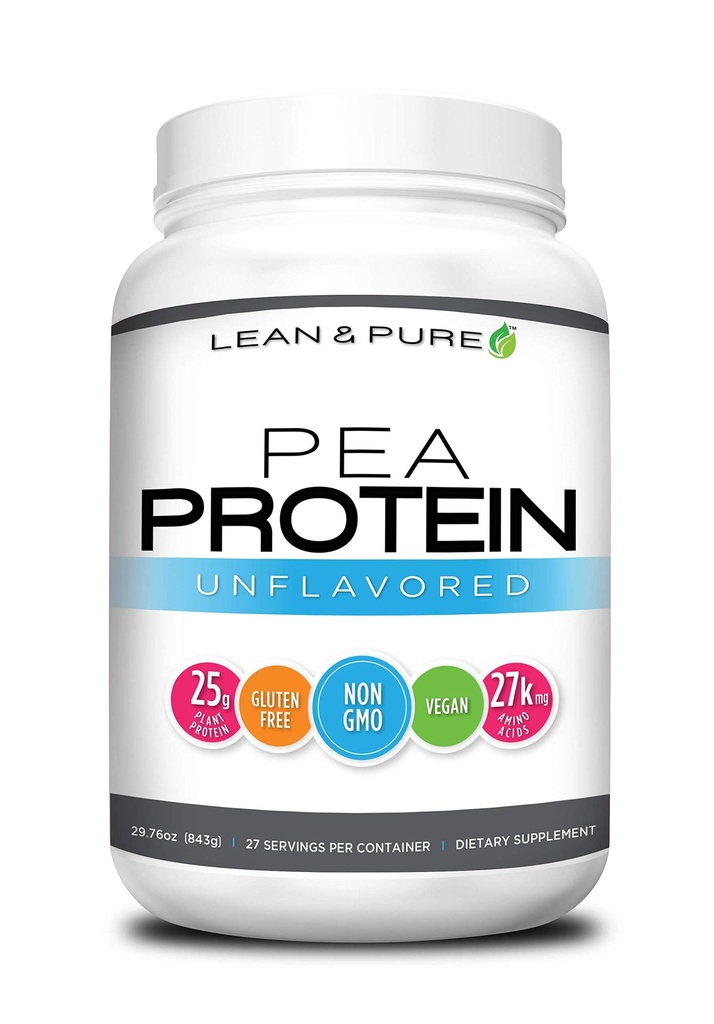 Lean & Pure Pea Protein Powder, Vegan, Low Carb, 25g protein, Ikke GMO, Gluten Free, 27 Servering, 843g