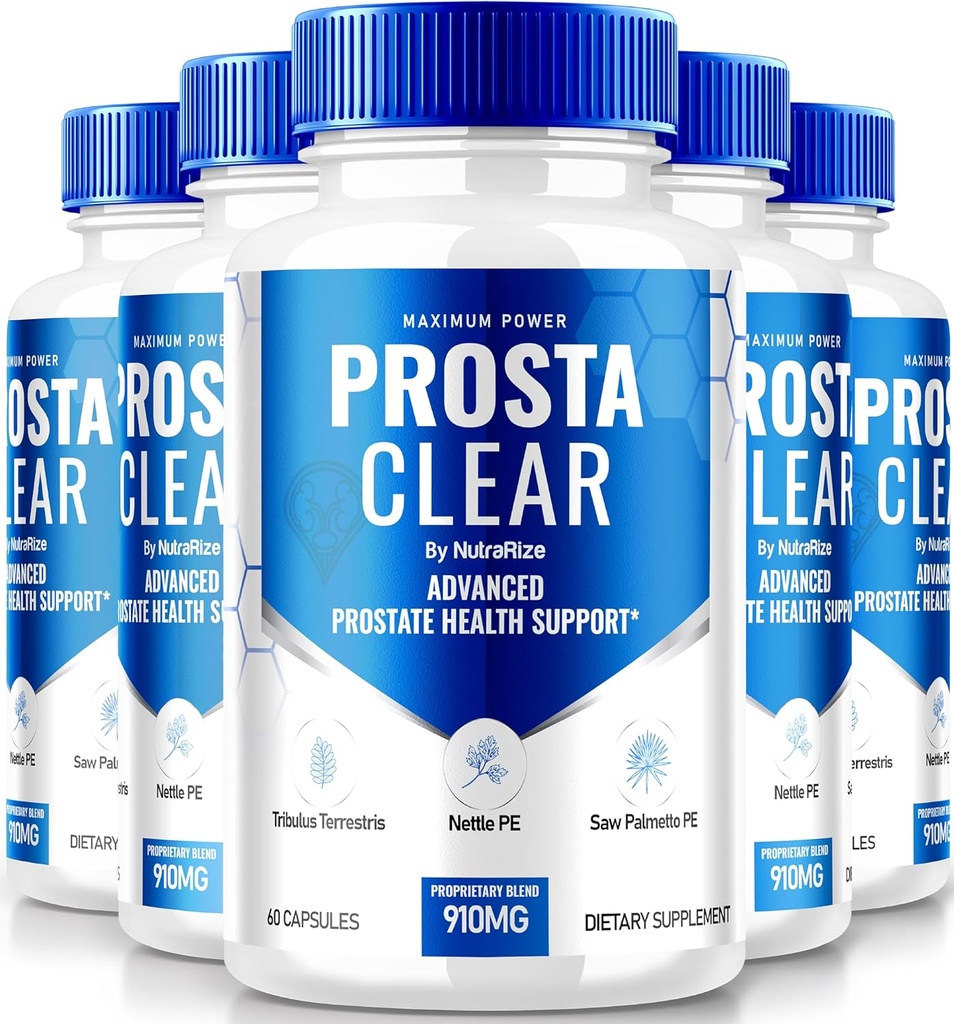 NutraRize (5 Pack) Prosta Clear - Premium tillæg til støtte Prostate Heath, Alle naturlige kapsler til Regain Control & for total sundhed, ProstaClear piller anmeldelser (300 Kapsler)