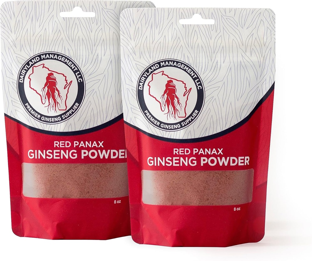 Rød Panax Ginseng pulver med naturlige Ginsenosider (16 oz) - Understøtter sund energi, Vitality, Mood og mere, Koreansk Panax Ginseng Root pulver til smoothies, kaffe eller drikkevarer (2 pakker)