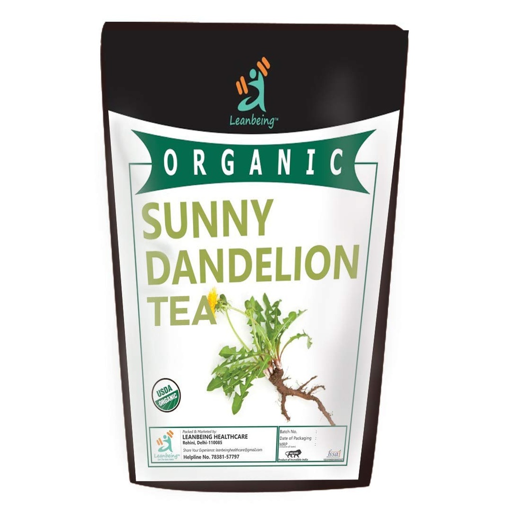 Astha Leanbeing Organic Mælkebøtte Leaf & Root (100Gm) Herbal Tea Mea124; for Cleansing Lever, Understøtter Nyre funktion og sundhed