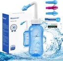 MAOEVER Neti Pot Sinus Rinse Nasal Wash 300ML Neti- Pot med 30 Nasal Wash Salt Pakker og Sticker Termometer Næse Renere Vask flaske Renere trykvanding for voksne & Kid BPA Free (blå)