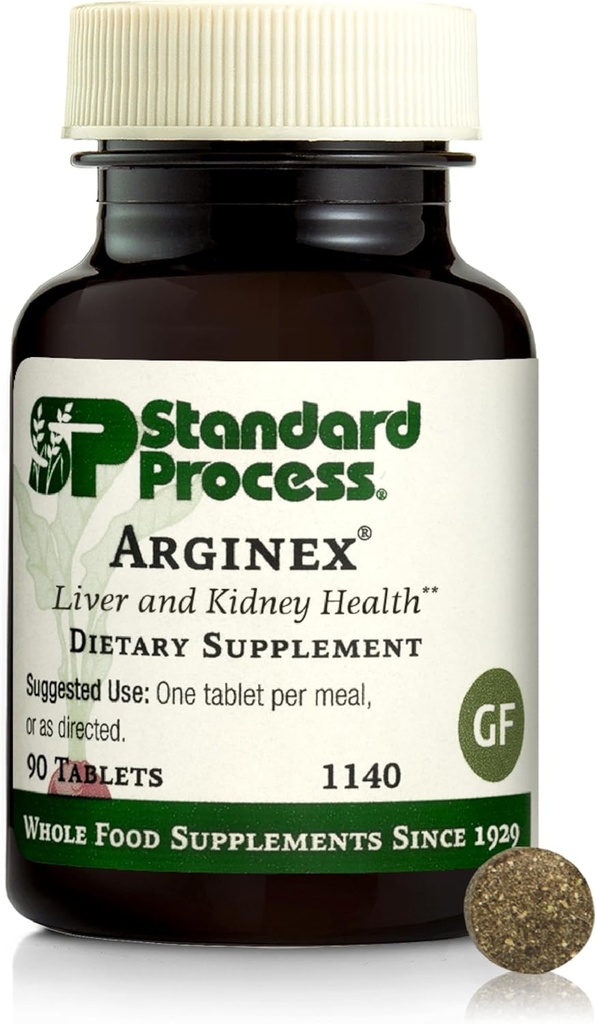 Standard Process Arginex - Lever & Nyre sundhed supplement - Indeholder antioxidant vitamin A & vigtige Phytonutrients - Gluten- Free, Non- Dairy & Non- Soy - 90 tabletter (90 Servere)