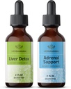 HERBAMAMA Herbal Liquid Drops Kit - Bundle of Liver Detox Complex 4 fl oz & Adrenal Support Drops 2 fl oz - Vegan, Non- GMO, Sugar & Alcohol- Free - 2 Pack