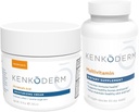 Kenkoderm Psoriasis Fugtgivende Cream & Multivitamin Hudpleje Bundle, Fugtgivende Cream med Salmonella Acid, 10 oz & Multivitamin med Omega 3 & D-vitamin, immunsupportsupplement, 120 Kapsler