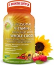 Liposomal C-vitamin kapsler - 1500mg - Lavet med Økologisk Acerola Cherries & Camu Camu, High Potence C-vitamin Liposomal - immunsupportsupplement, Forbedret Absorption & Biotilgængelighed - 180 Tæl