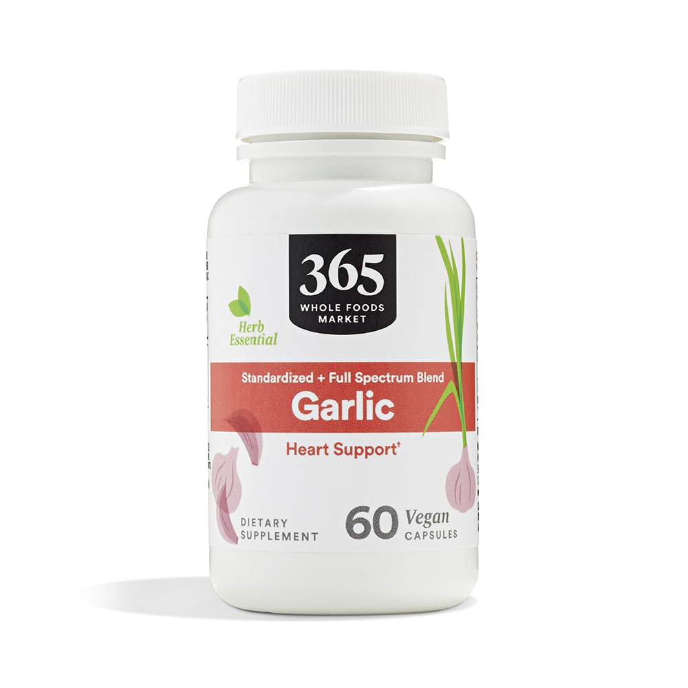 365 af Whole Foods Market, hvidløg Kosttilskud, Veganske kapsler, Understøtter hjerte sundhed, 60 Greve