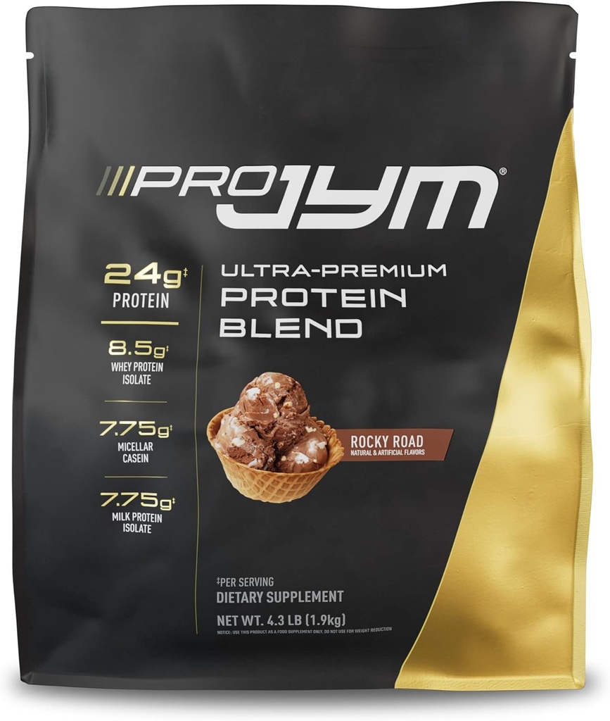 Pro JYM Rocky Road Protein Powder - Whey Protein Isolates, Casein, & Milk Protein, Lean Muscle Building for mænd og kvinder, JYM Supplement Science, 45 Servering