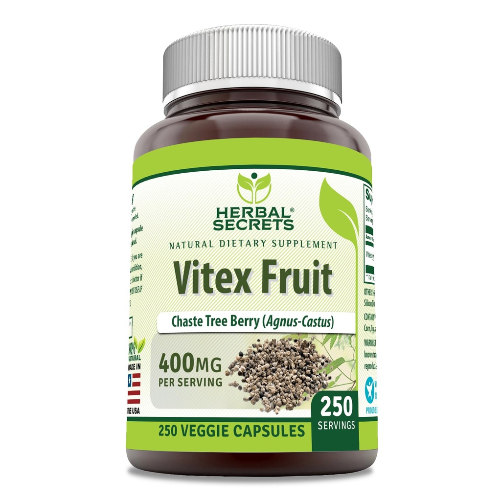 Urtehemmeligheder Vitex Frugt 400 mg 250 Veggie kapsler Supplement 124; Non- GMO
