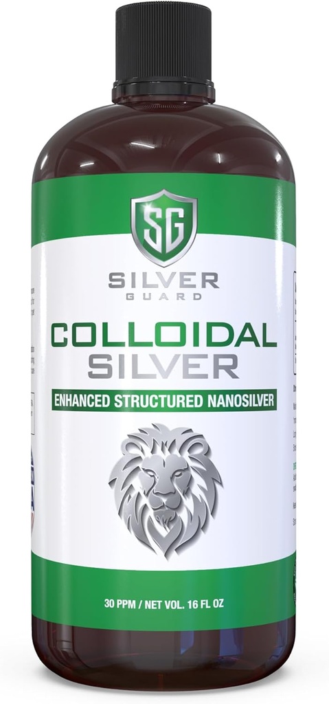 Forstærket kolloid sølv væske immunforsvar supplement - 30ppm Pure & Natural Structured Silver Water - Økologisk kolloid sølv løsning - 16 oz flaske (1 pakke)