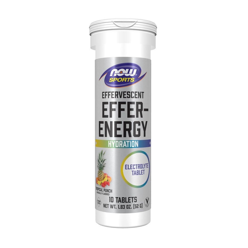 Now Foods Sport Nutrition, Effervescent Effer- Energy, Electrolyte Supplement, Energy * / Recovery *, Tropical Punch, 10 tabletter