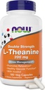 NOW Foods L-Theanine, Double Strength 200 mg Per Cap - 180 Veg Capsules - Enhanced with 100mg Inositol - Vegetarian, Non-GMO - Ltheanine 200mg Supplement