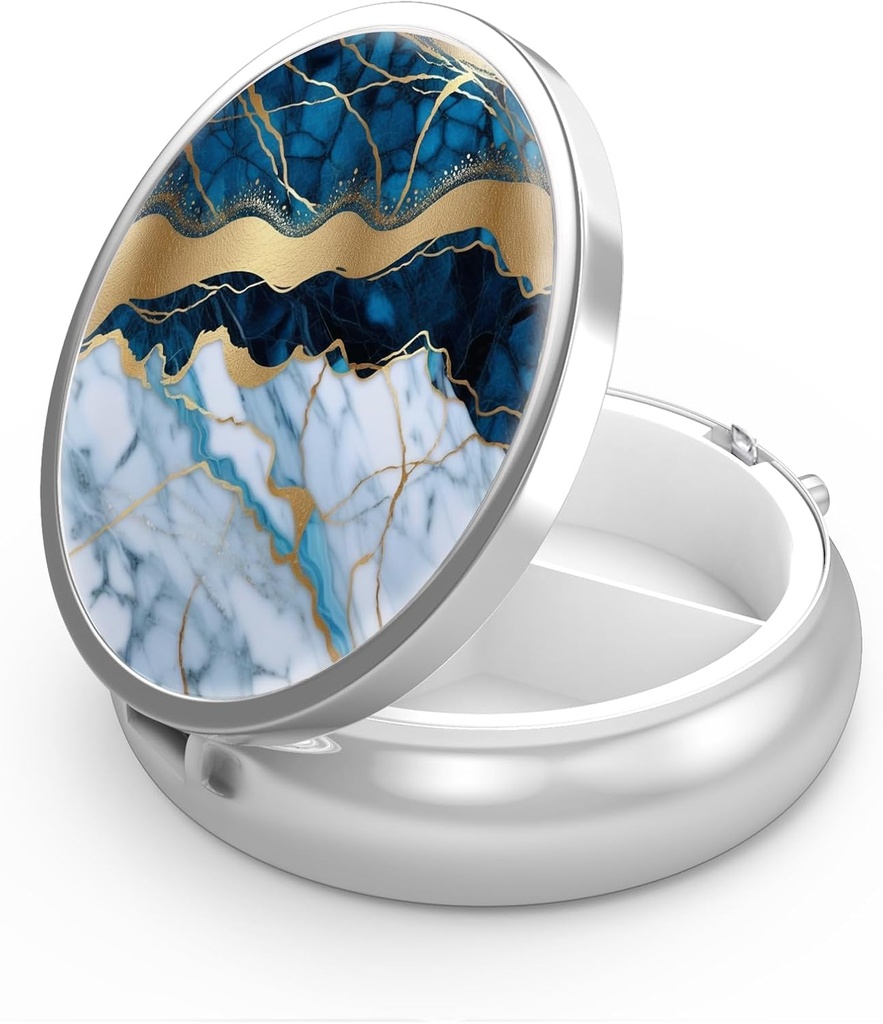 Pill Box 3 Segment Lille Pill Case, Portable for Pocket eller Purse Pill Arrangør Pill Container Holder til at holde vitaminer, medicin, fiskeolie og kosttilskud (mandel Blossom)