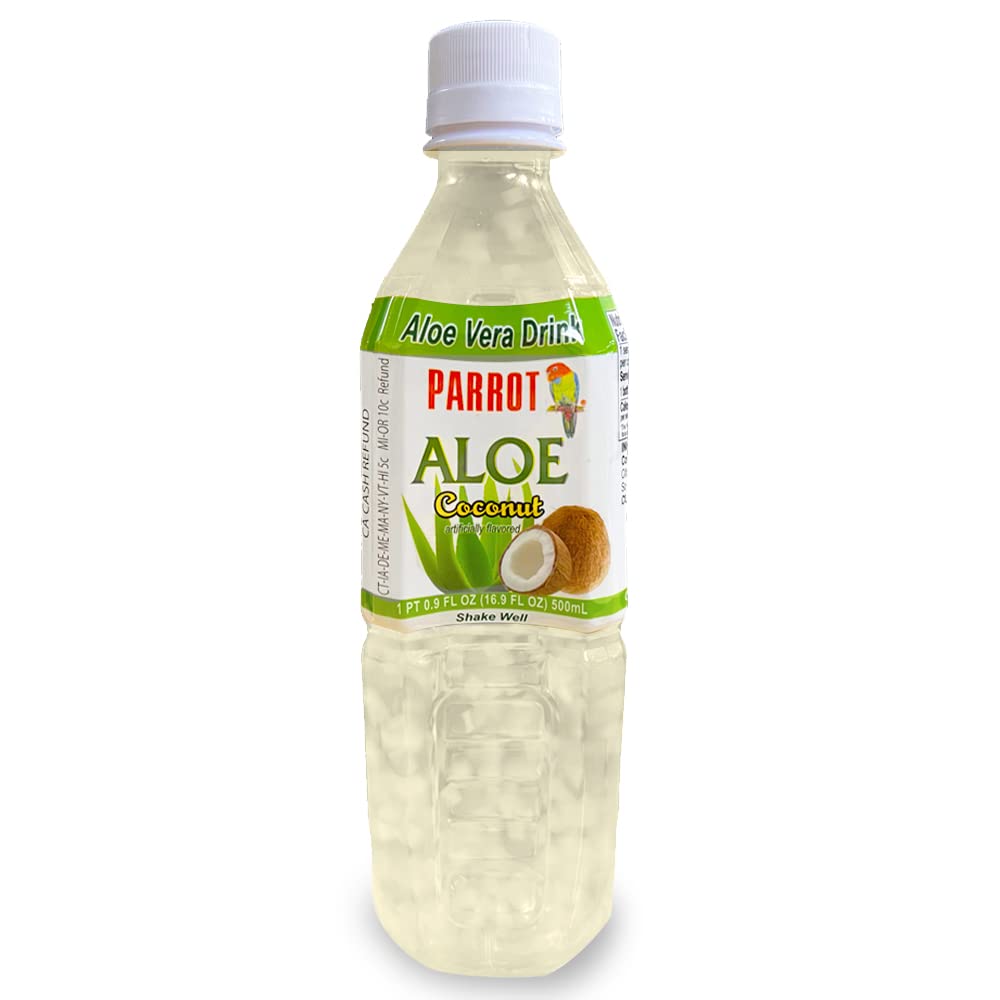 Parrot Brand Aloe Vera Juice Drink Coconut Flavor 500ml 16,9 Ounce (pakke med 10)