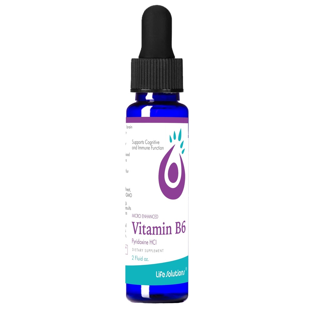 Life Solutions Vitamin B6 Pyridoxin HCI - B Vitaminer Supplement, B6 Vitaminer 25mg, - Essential B6 Supplement for Metabolisme, Energi, og Nervesystemet Support 2oz Liquid Dropper