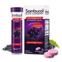 Sambucol Sort Elderberry Effervescent tabletter - Elderberry med zink og C-vitamin til voksne, Elderberry Opløsning tabletter, bær - 15 Greve
