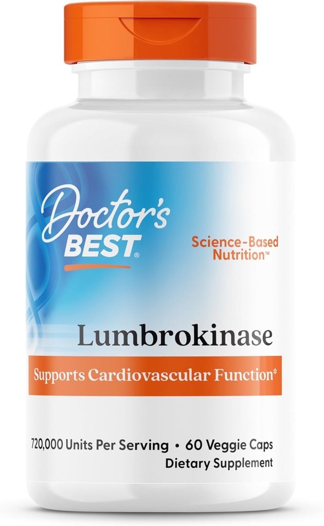 Læger Bedste Lumbrokinase, Understøtter hjerte funktion, 720.000 Enheder Per Serving, 60 Veggie Caps