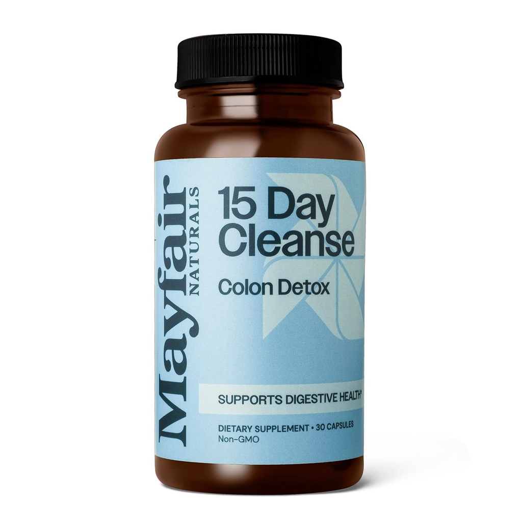 15 dages rengøring Colon Detox, Kosttilskud, 30 kapsler, Natural Laxative for Forstoppelse og fordøjelsessygdomme supplement