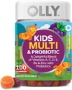 OLLY Kids Multivitamin & Probiotisk Gummy, fordøjelsesstøtte, Vitaminer A, D, C, E, B, Zink, Chewable Supplement, Berry Flavor, 50 dages forsyning - 100 Greve