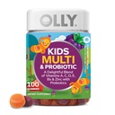 OLLY Kids Multivitamin & Probiotisk Gummy, fordøjelsesstøtte, Vitaminer A, D, C, E, B, Zink, Chewable Supplement, Berry Flavored, 50 Day Supply - 100 Greve