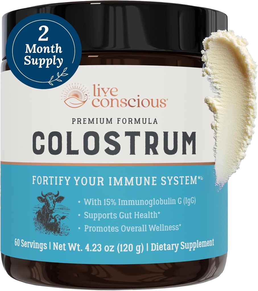 Live Bevidst Colostrum Powder - Græs Fed Colostrum supplement med Lactoferrin til Iron Absorption - Bovin Colostrum et immunsystem supplement