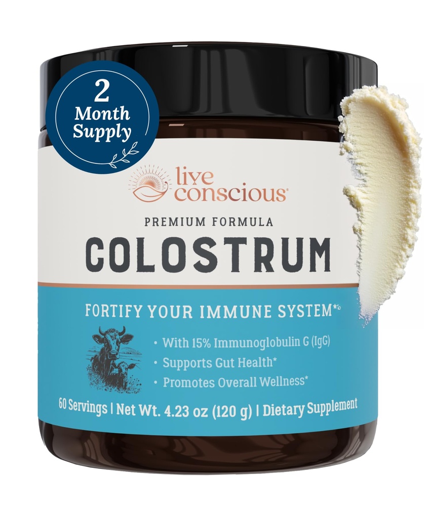 Live Bevidst Colostrum Powder - Græs Fed Colostrum supplement med Lactoferrin til Iron Absorption - Bovin Colostrum et immunsystem supplement