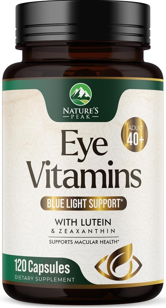 Eye Vitamin & Mineral supplement - Indeholder zink, kobber, Lutein, & Zeaxanthin, understøtter tørre øje stamme, Vision Sundhed for voksne, non-GMO, Vegansk Eye Care Pills & Minerals Kosttilskud - 120 kapsler