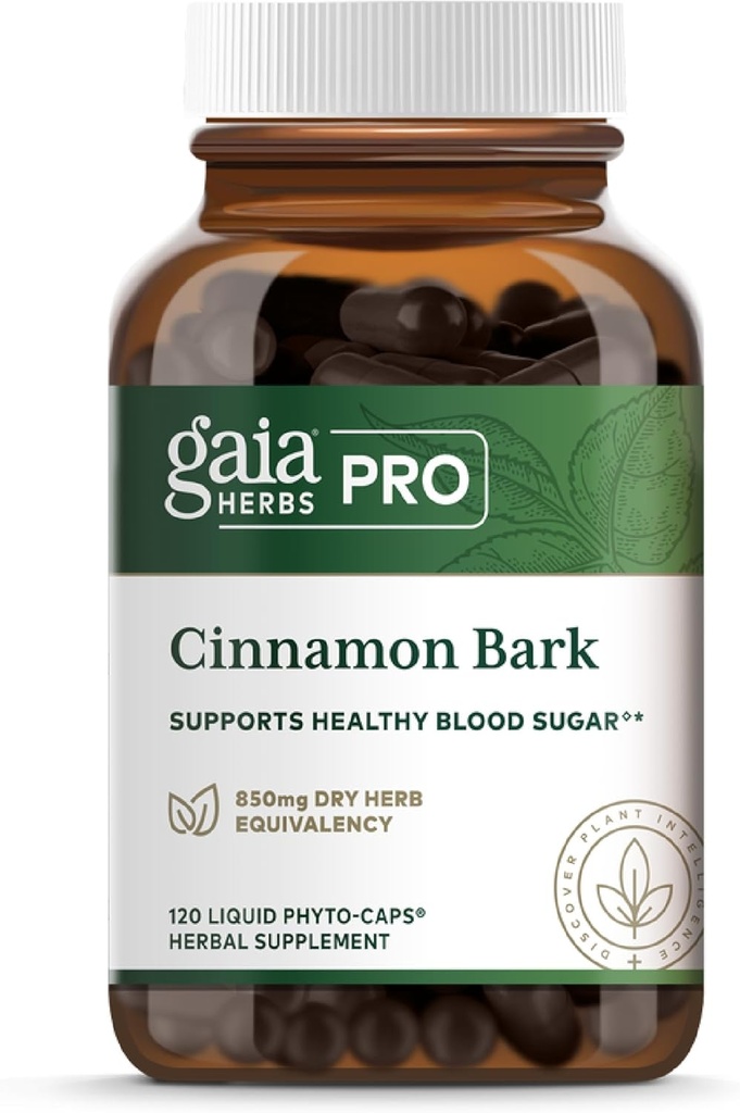 Gaia urter Pro kanel Bark - Understøtter en sund stofskifte - Økologisk, Vegansk, Soy- Free & Gluten- Free - 120 Flydende Phyto- Caps (120 Servering)