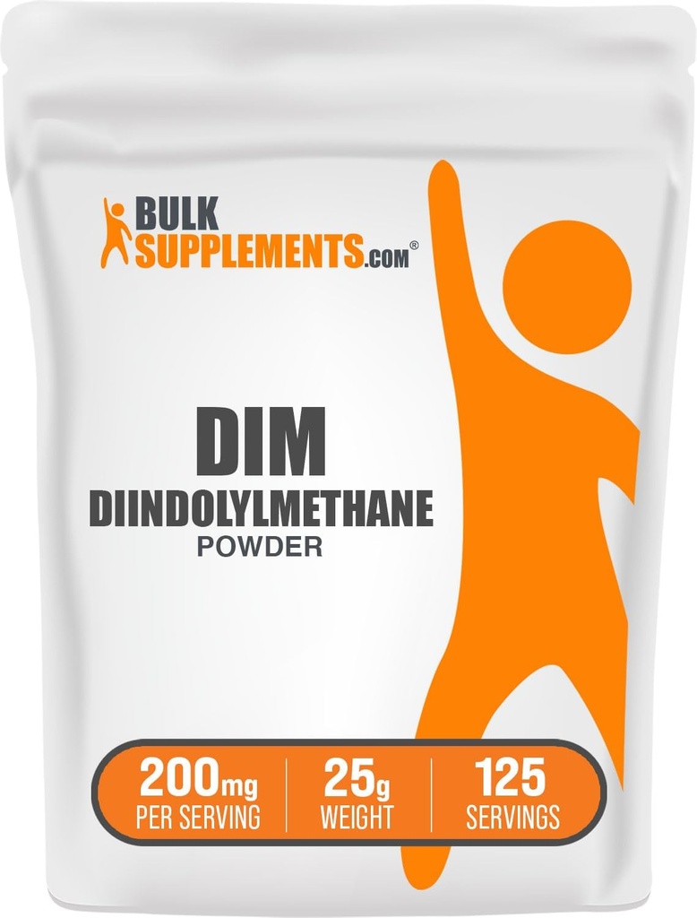 BulkSupplements.com DIM Powder - Diindolylmethan Powder, DIM supplement for mænd og kvinder - Unflavored & Gluten Free, 200mg per Serving, 25g (0,88 oz) (pakning med 1)