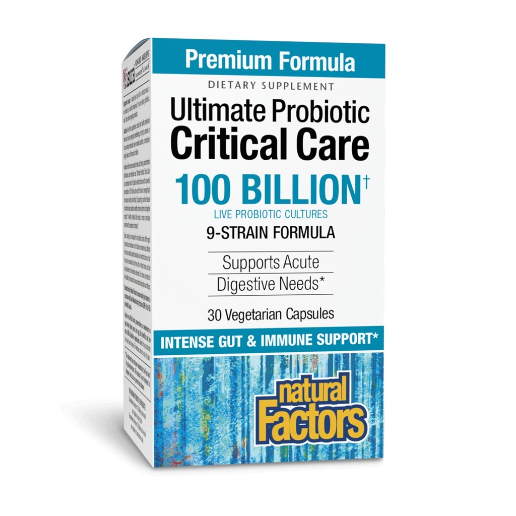 Naturlige faktorer Ultimate Probiotisk Kritisk Care, Understøtter Intestinal Restaurering, 9 Stammer, 100 Millioner CFU