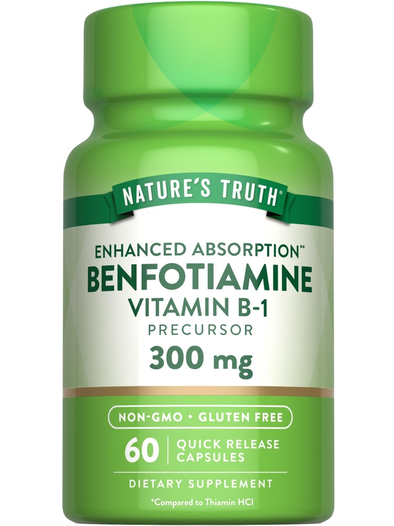 Nature 's Truth Benfotiamin- 124; 300mg - 124; 60 Greve - 124; Non- GMO og Gluten Free Supplement - 124; vitamin B1 Precursor