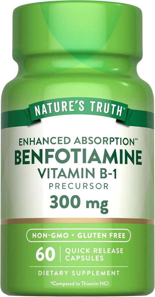 Nature 's Truth Benfotiamin- 124; 300mg - 124; 60 Greve - 124; Non- GMO og Gluten Free Supplement - 124; vitamin B1 Precursor
