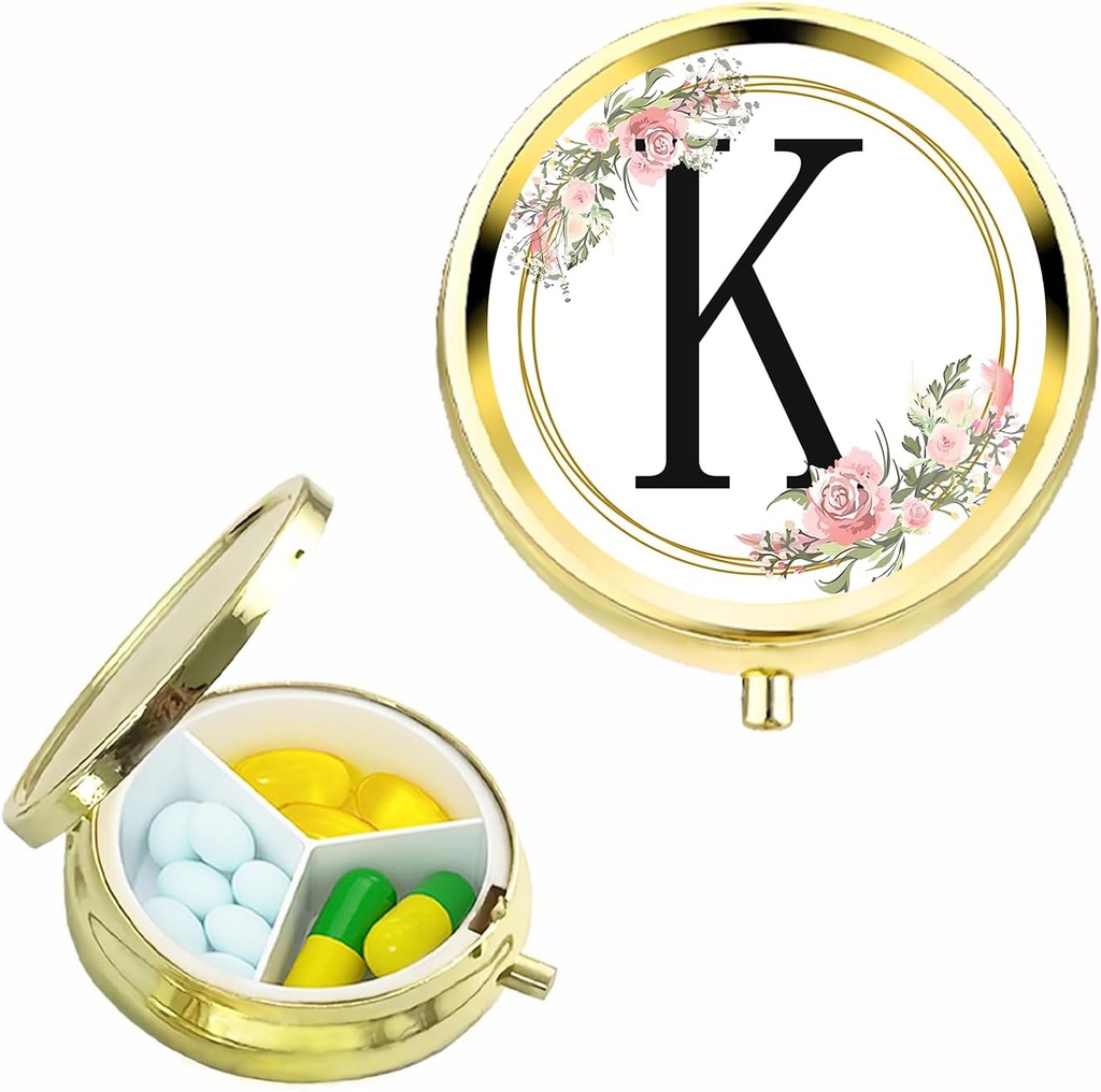 Lille Pill Box til Purse Pocket, Personaliseret Lille Pill Case 3 Segment, Cute Pill Organizer, gave til kvinder Teen Girls, Rejse Essentials, Excellent Smykker Box, RingPræsentation Box