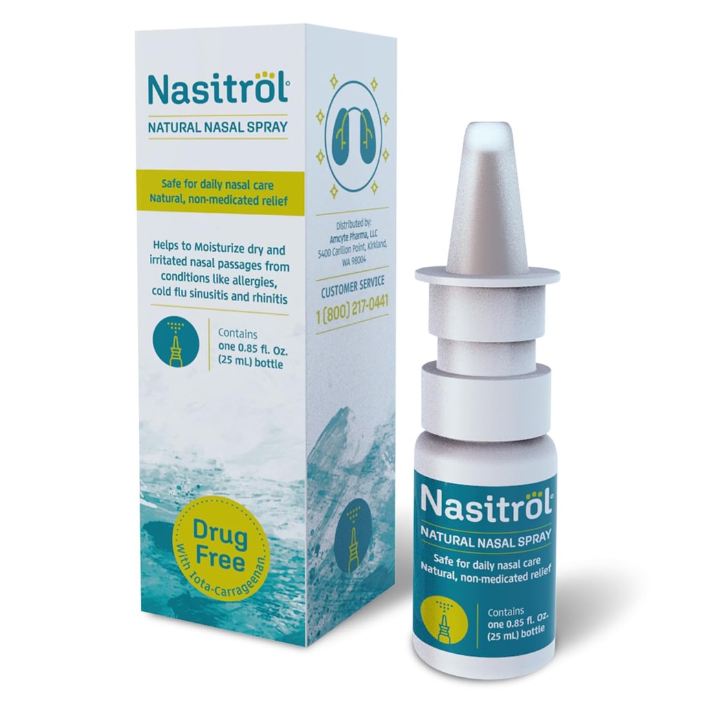 Natural Nasal Spray - All- Natural Saline Mist for Congestion og daglig Næsepleje - Nasal Spray Essential for Cold and Flue Season - Instant Relief for voksne og Childrens - 25 ml flaske