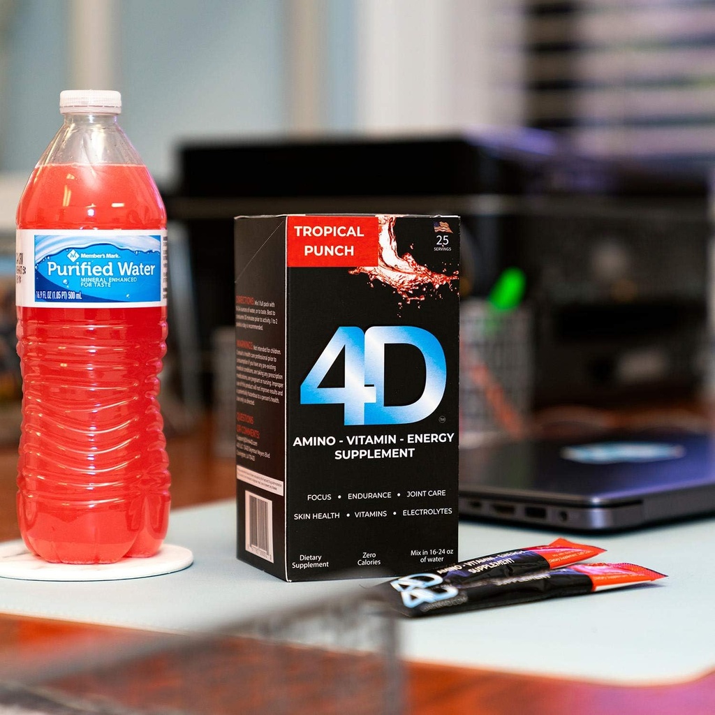 4D Clean Energy Amino- Vitamin- Energi- Supplement 25 Enheder I 1 pakke, 25Count ()