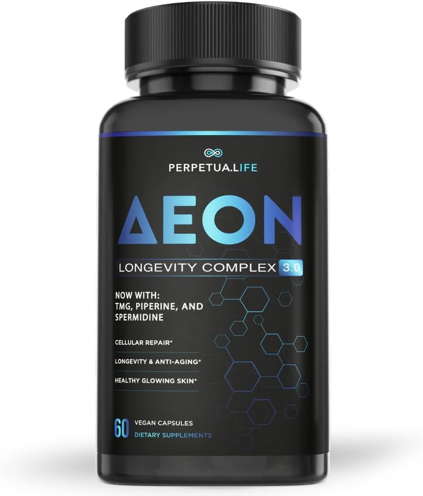 AEON Liposomal NAD + Longevity Complex, with NAD +, NR, Resveratrol, Quercetin, Fisetin, L Theanine, TMG, EGCG, Spermidine, Astragalus, Anti- Aging Supplement, Vegan, 60 Kapsler